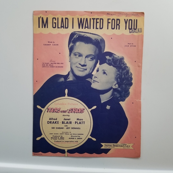 Media Im Glad I Waited For You Sheet Music Vintage
